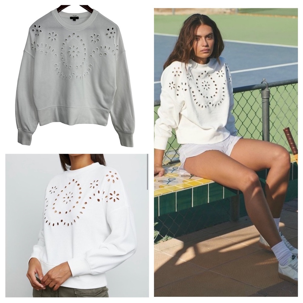 Rails Alice Sweatshirt White Eyelet Embroidery Size XS Cutouts